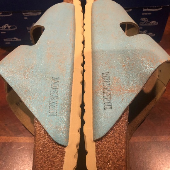 Birkenstock Arizona metallic aqua 6 medium new - Picture 3 of 6